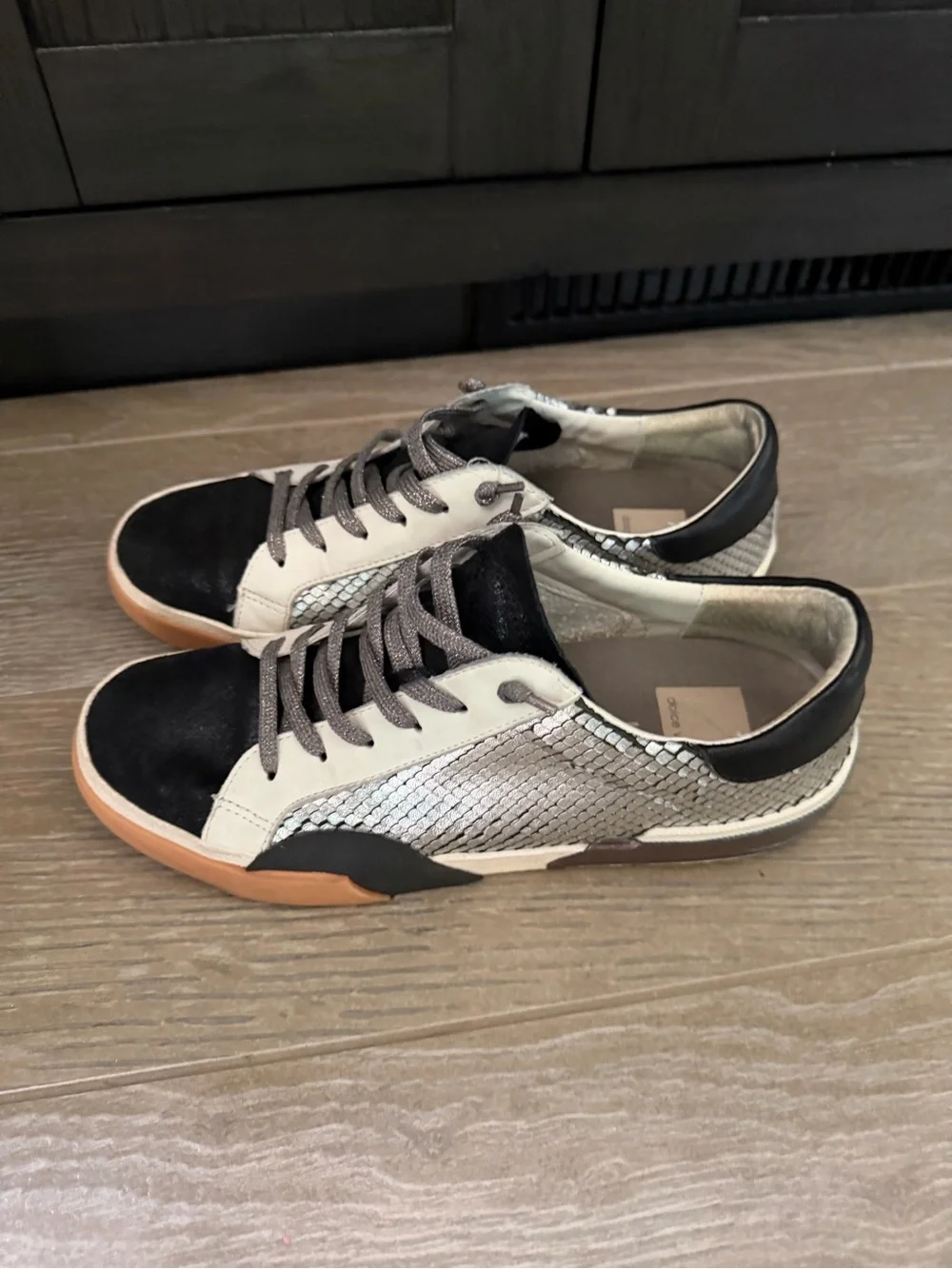 Dolce Vita Women's Black, Silver and Tan Low-Top Sneakers